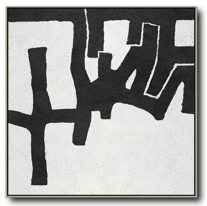 Original Extra Large Wall Art,Oversized Minimal Black And White Painting,Contemporary Abstract Painting #J2E6